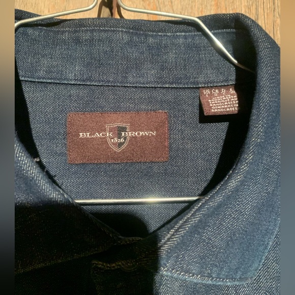 NWT Black Brown 1826 Dark Wash Denim Button Shirt - Picture 8 of 8